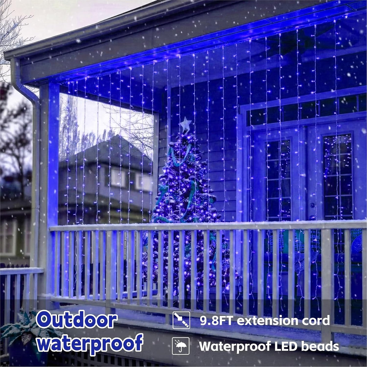 Curtain String Light, 200LED 6.6x6.6ft, Remote & 8 Modes, USB