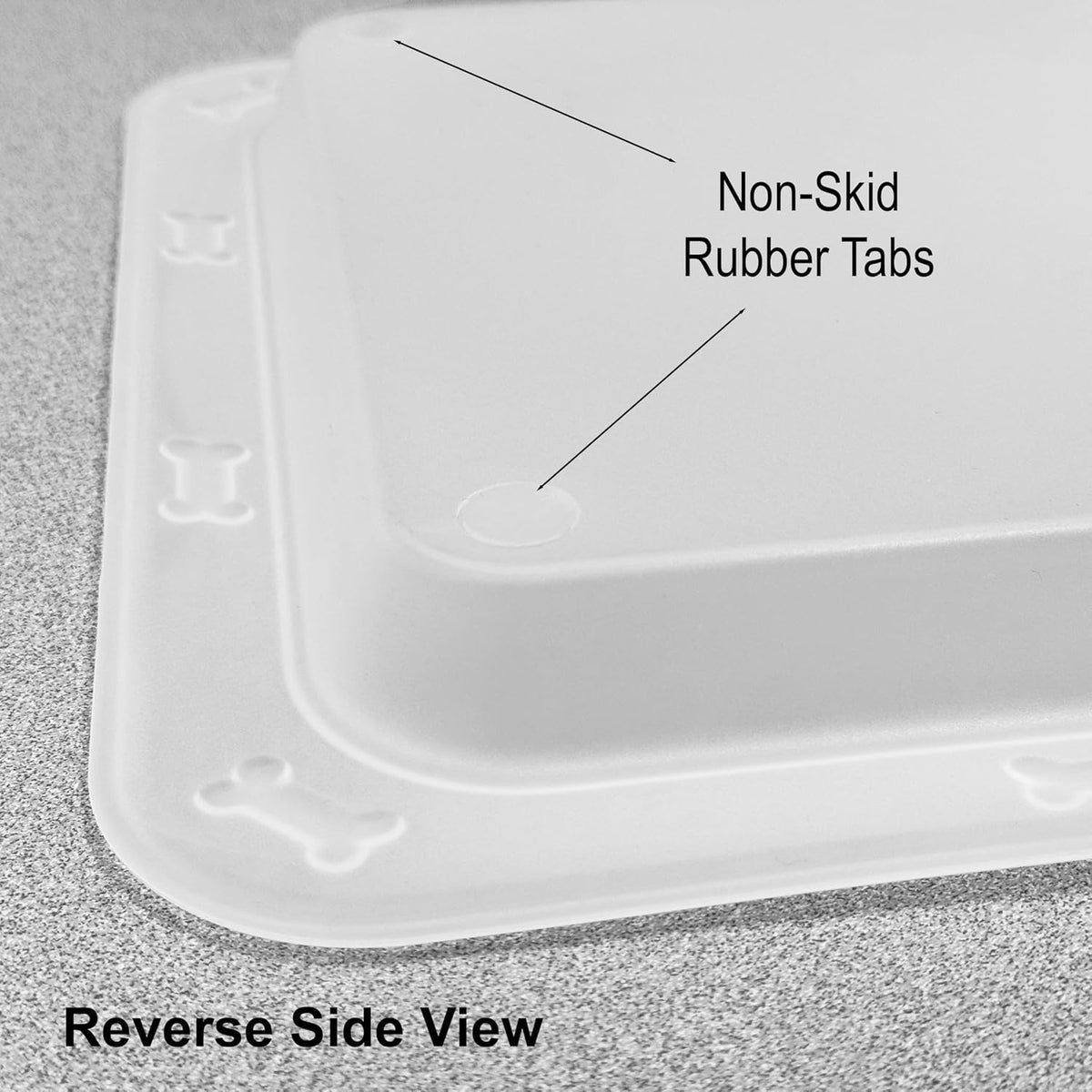 PetRageous 55142 Bone N Up Non-Slip Clear Plastic Dog Feeding Tray 19.125-Inch by 13.125-Inch for Dogs and Cats, White