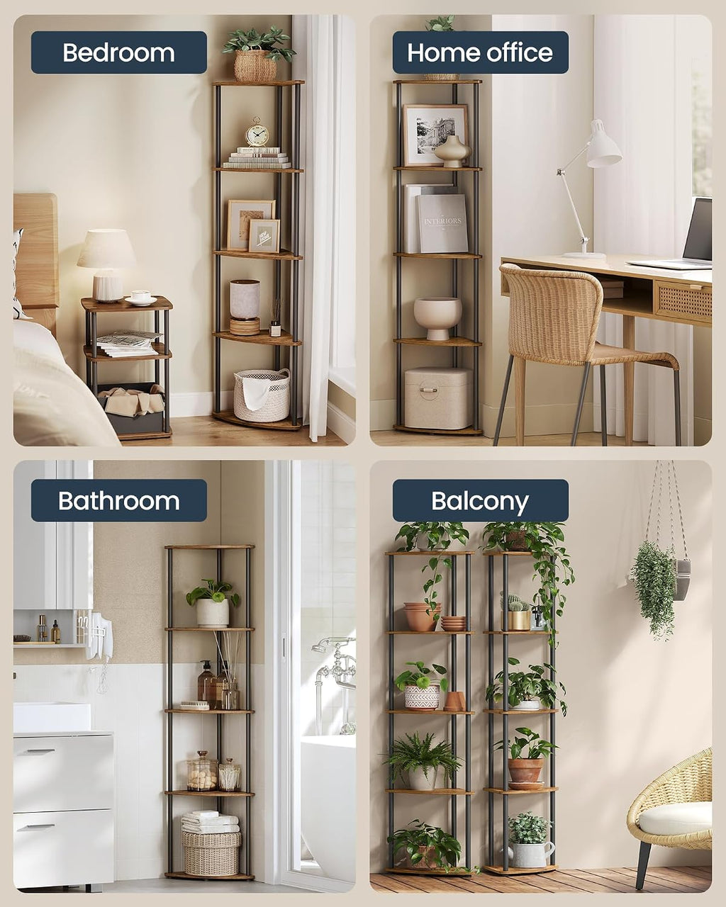 SONGMICS HOME 5-Tier Corner Shelf, Toolless Assembly