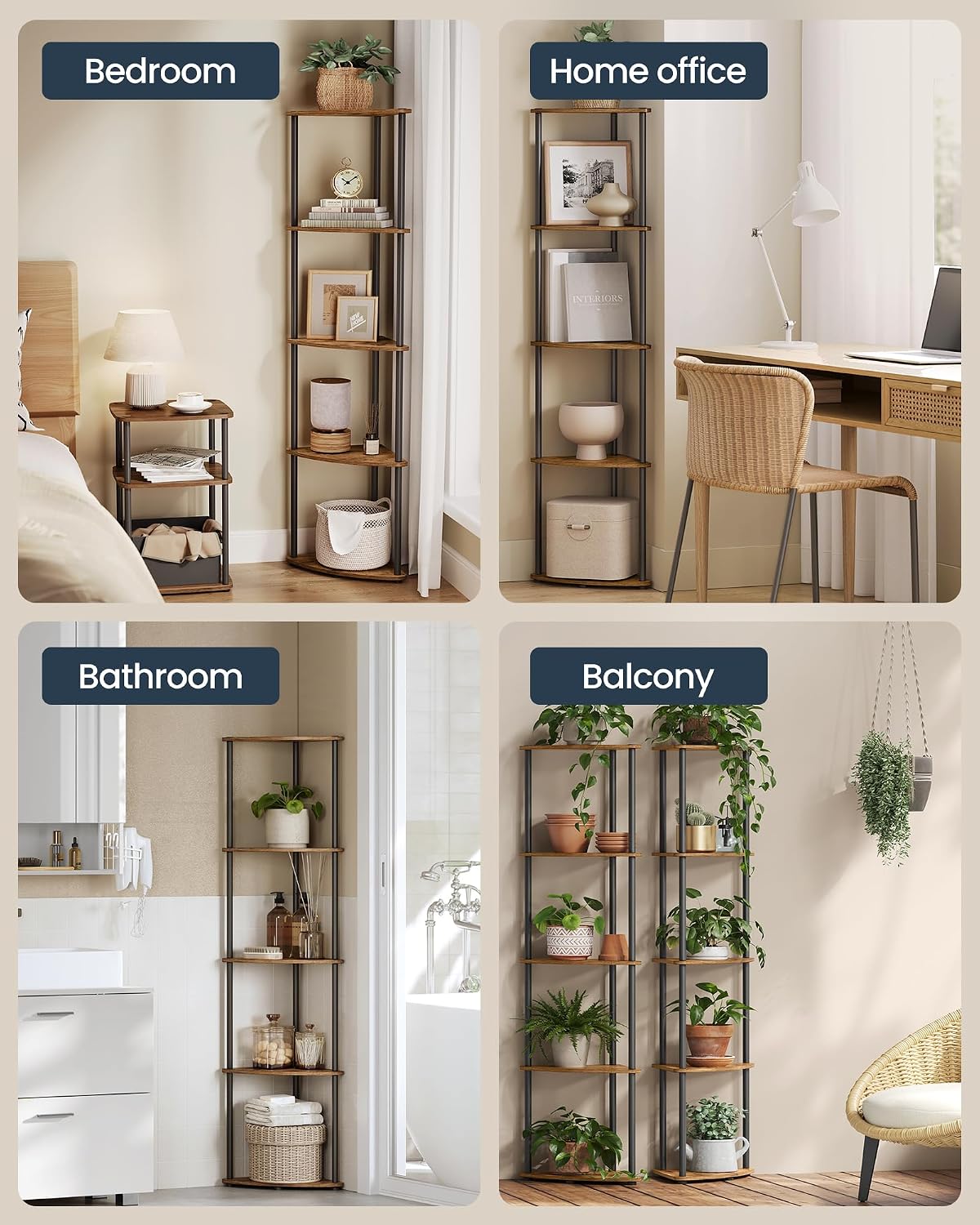 SONGMICS HOME 5-Tier Corner Shelf, Toolless Assembly