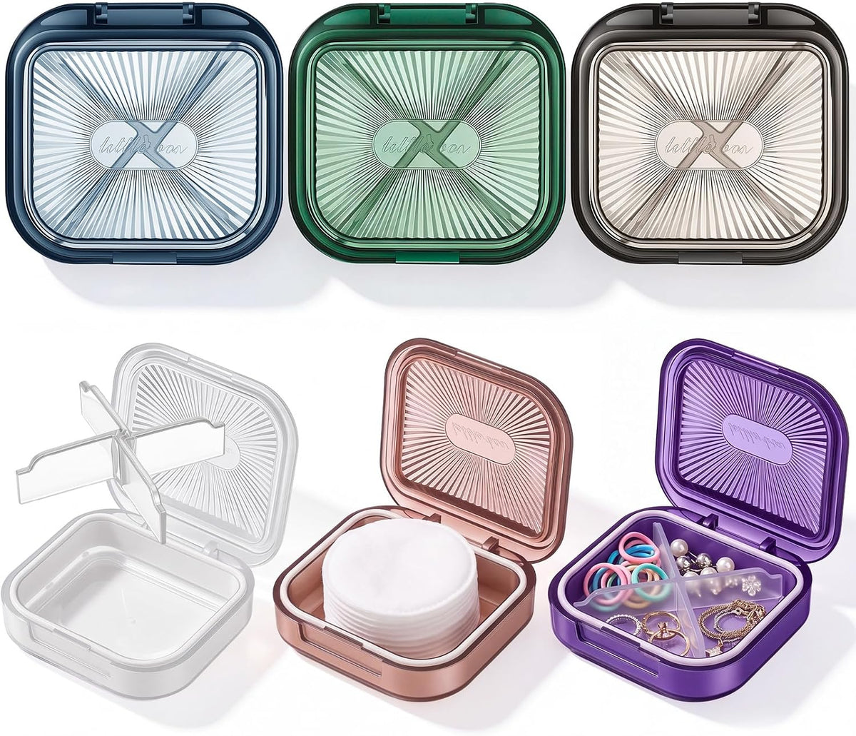 Kigley 6 Pcs Travel Swab Container with Lid, Multicolor, 3 x 2.75 Inch