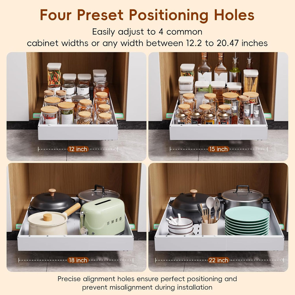 Pull Out Cabinet Organizer, 21"Deep Slide Out Drawers for Kitchen Cabinets