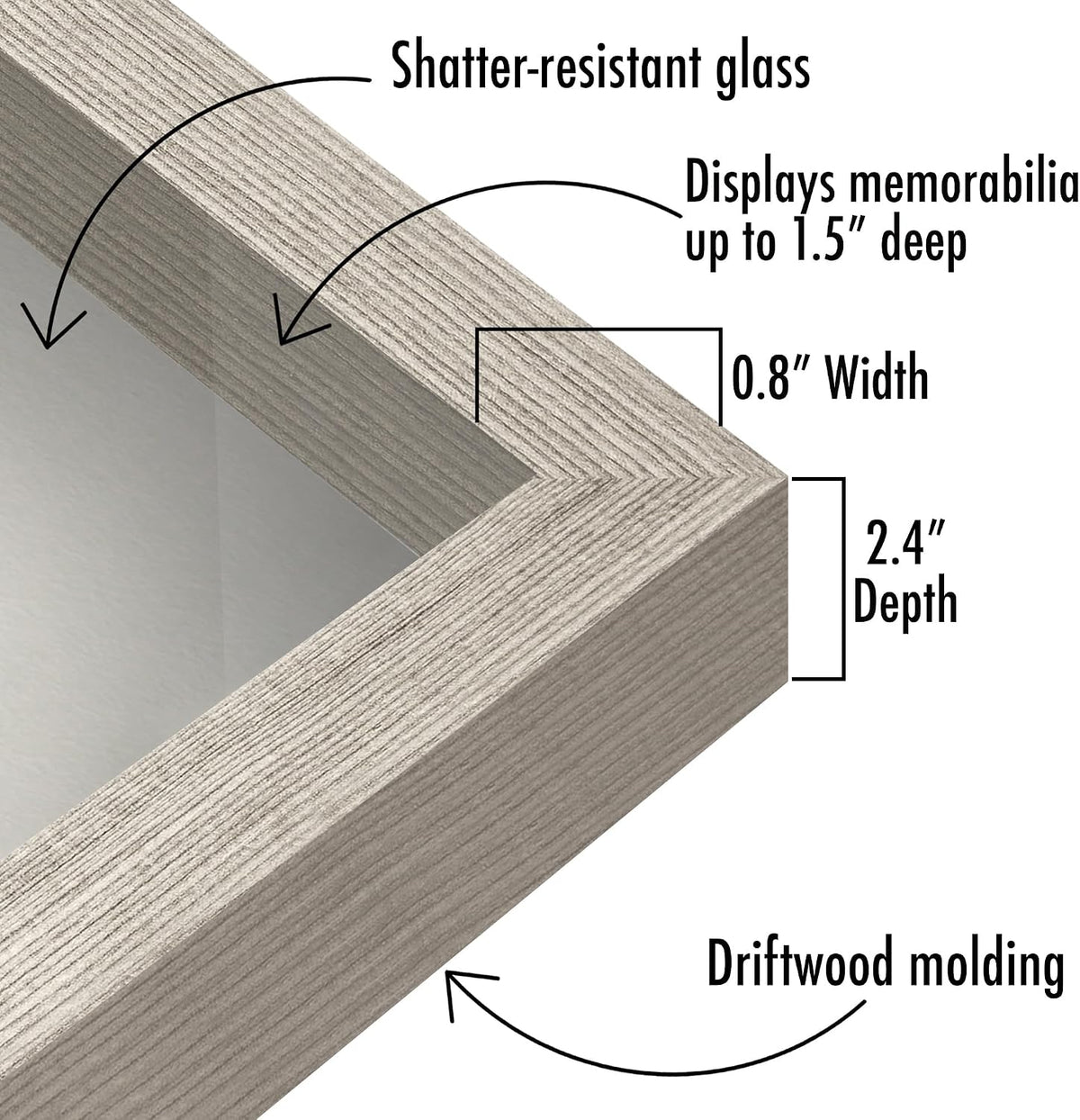 Americanflat 11x14 Shadow Box Frame - Engineered Wood - Driftwood