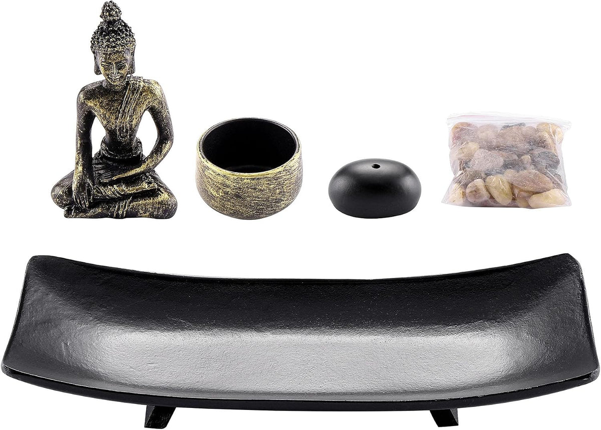 Jovivi Zen Garden Set Buddha Statue w/Tealight Candle Holder