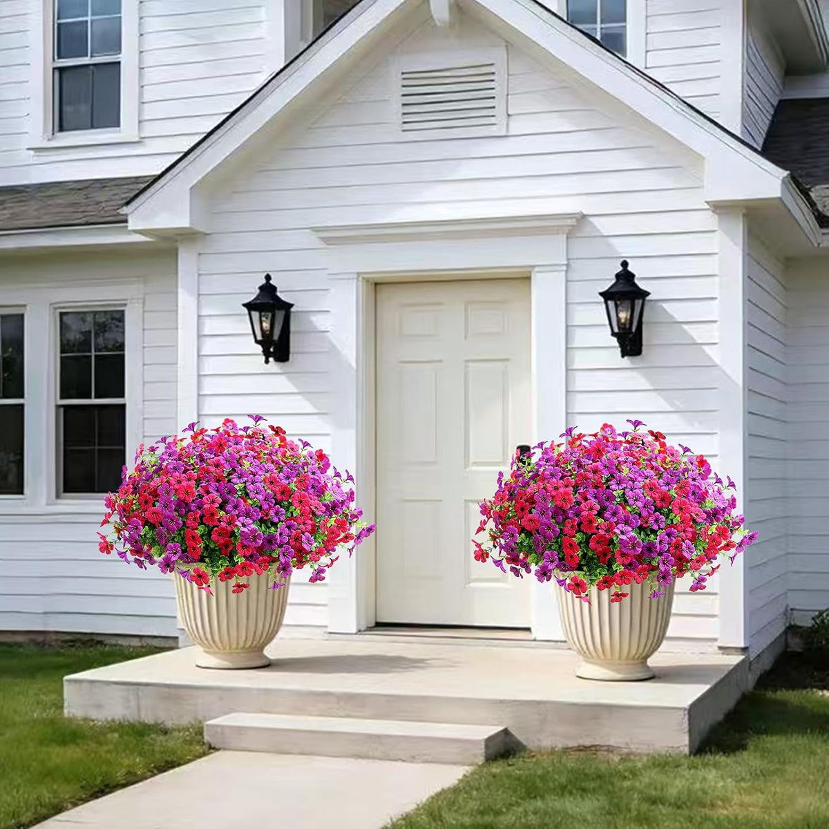 Artificial Flowers for Outdoors (12, Purple Hot Pink)