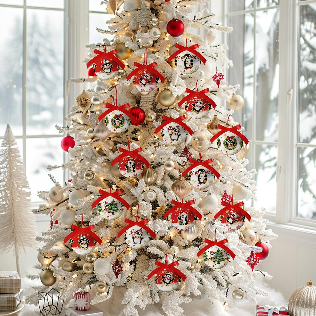 Penguin Christmas Decorations - Penguin Christmas Ornaments Hanging Balls Animal Ornament for Christmas Tree, Cute Decorations Ball 2.36 Inch for Xmas Tree Party Home Holiday，Xmas Gifts Set of 16Pcs