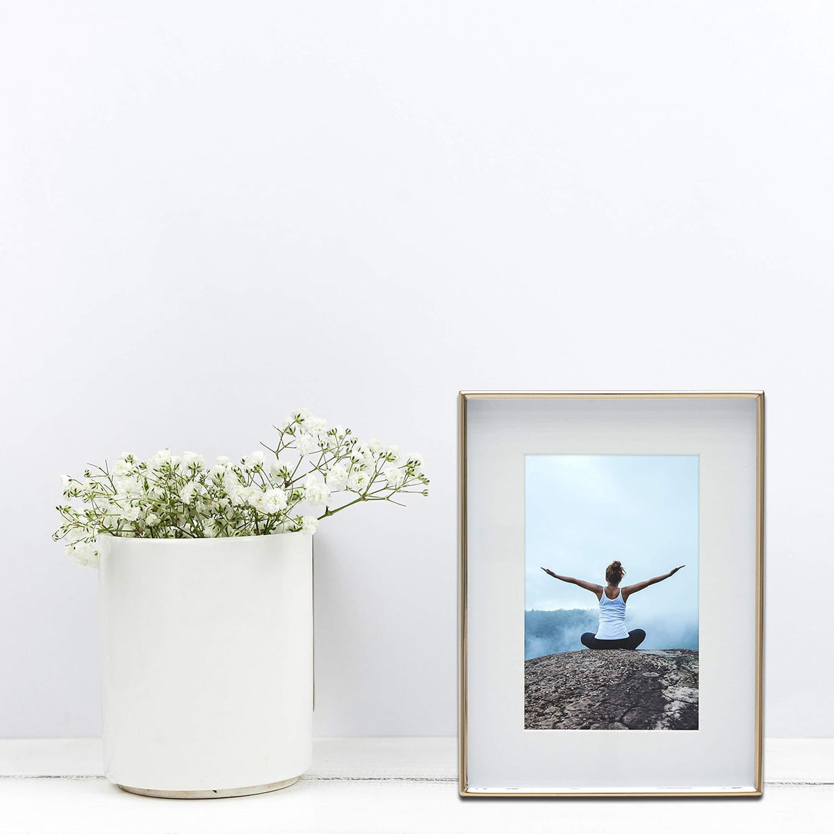 6x8 Brass Shadow Box Metal Picture Frame with 4x6 Photo Mat