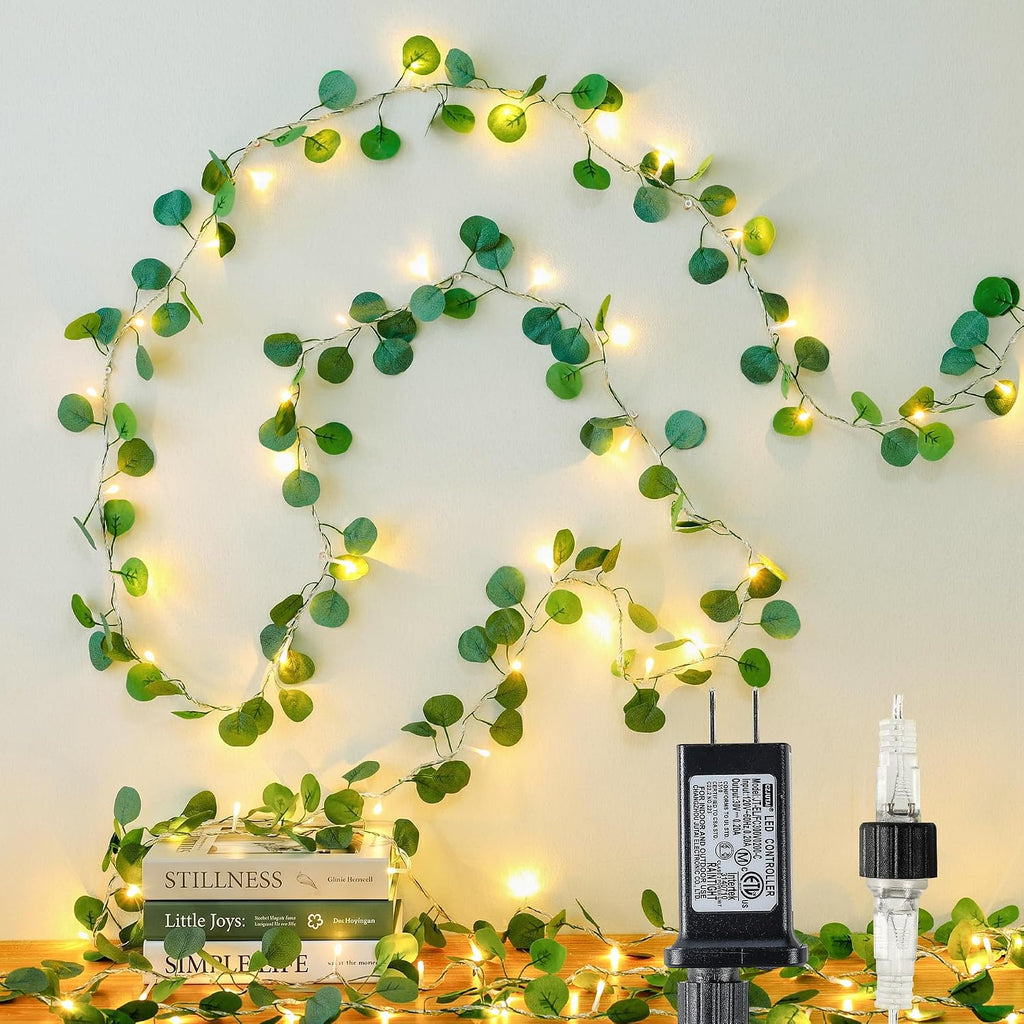HEYFUNi 23FT Eucalyptus Garland with String Lights, Plug in