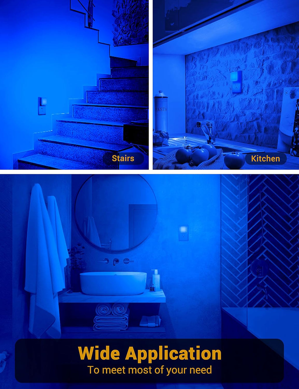 JandCase Blue Night Light, Blue Nightlight[2 Pack],0.3 Watt LED Night Light