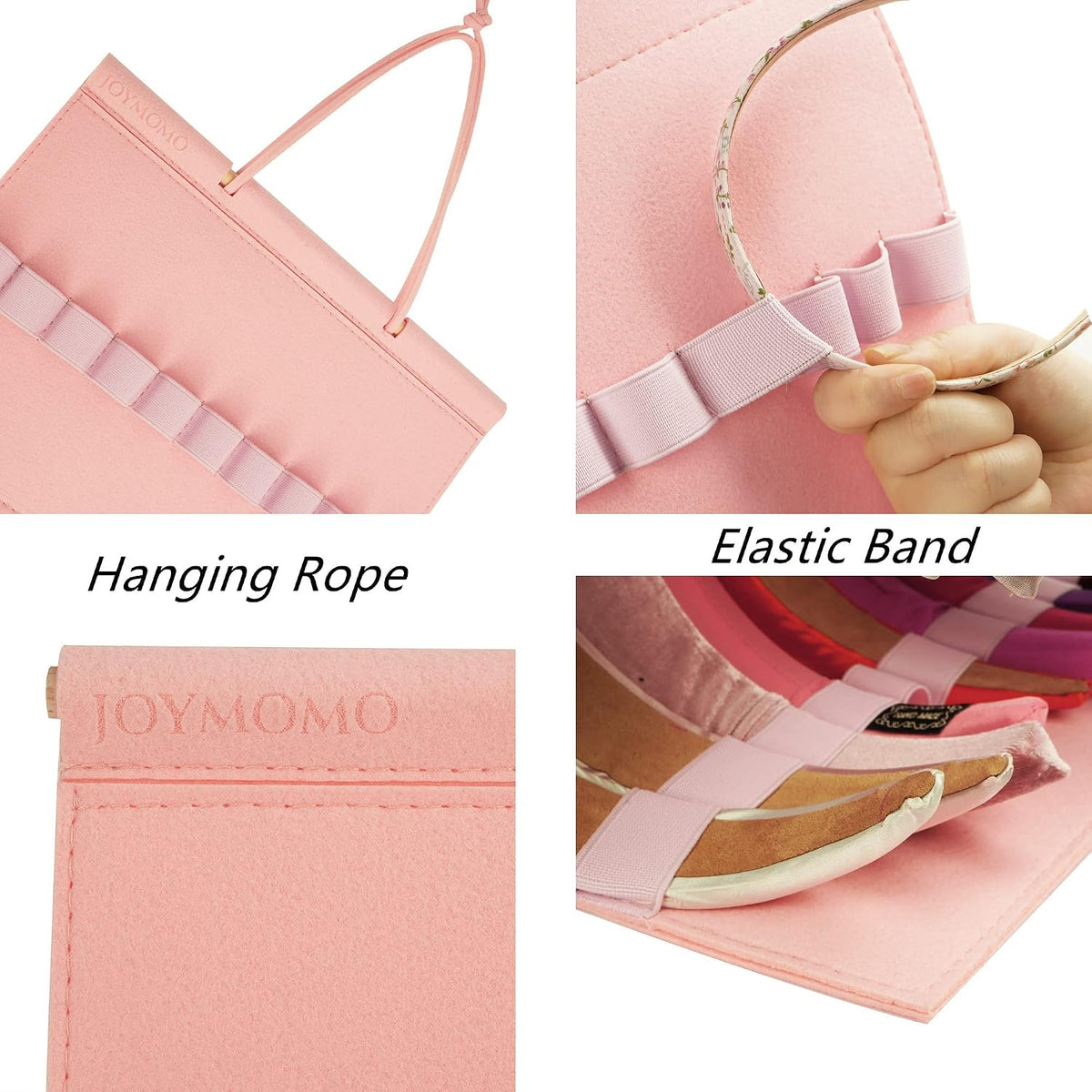 Headband Holder For Girls,Felt Headband Organizer Storage(Pink)