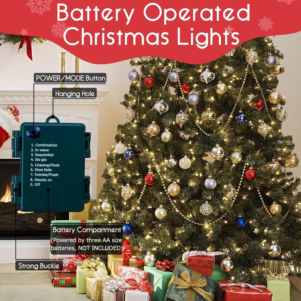 Battery Operated Christmas Lights - 50 LED Christmas Tree Lights