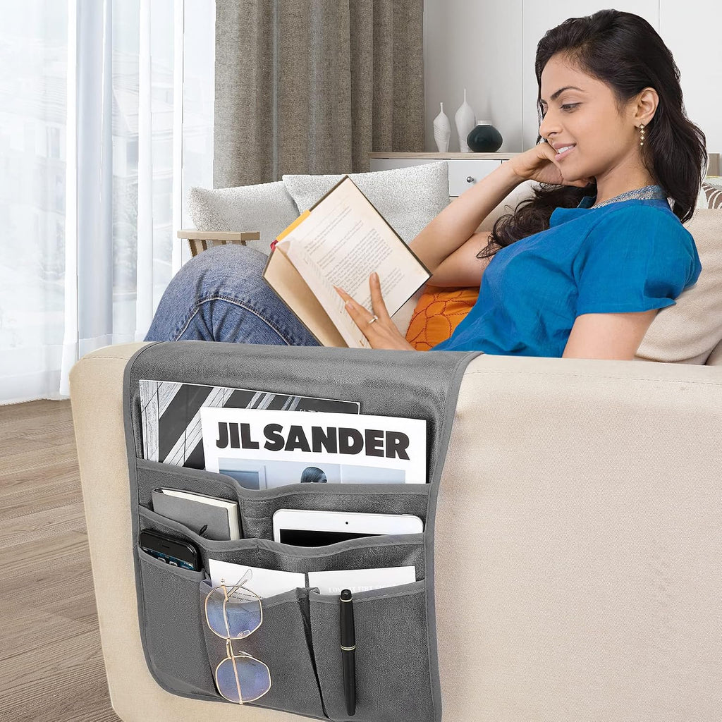 Teniux Armchair Caddy Couch Remote Control Holder, 33"x13", 6 Pockets