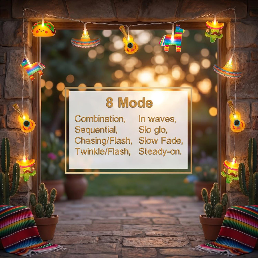 Cinco De Mayo Decorations String Lights, 20Led Battery Operated with Timer