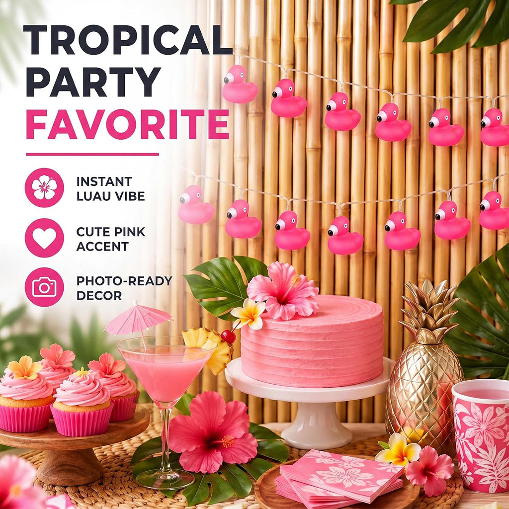 Deekin 3 Pcs Pink Flamingo String Lights Battery Operated Tropical Decor
