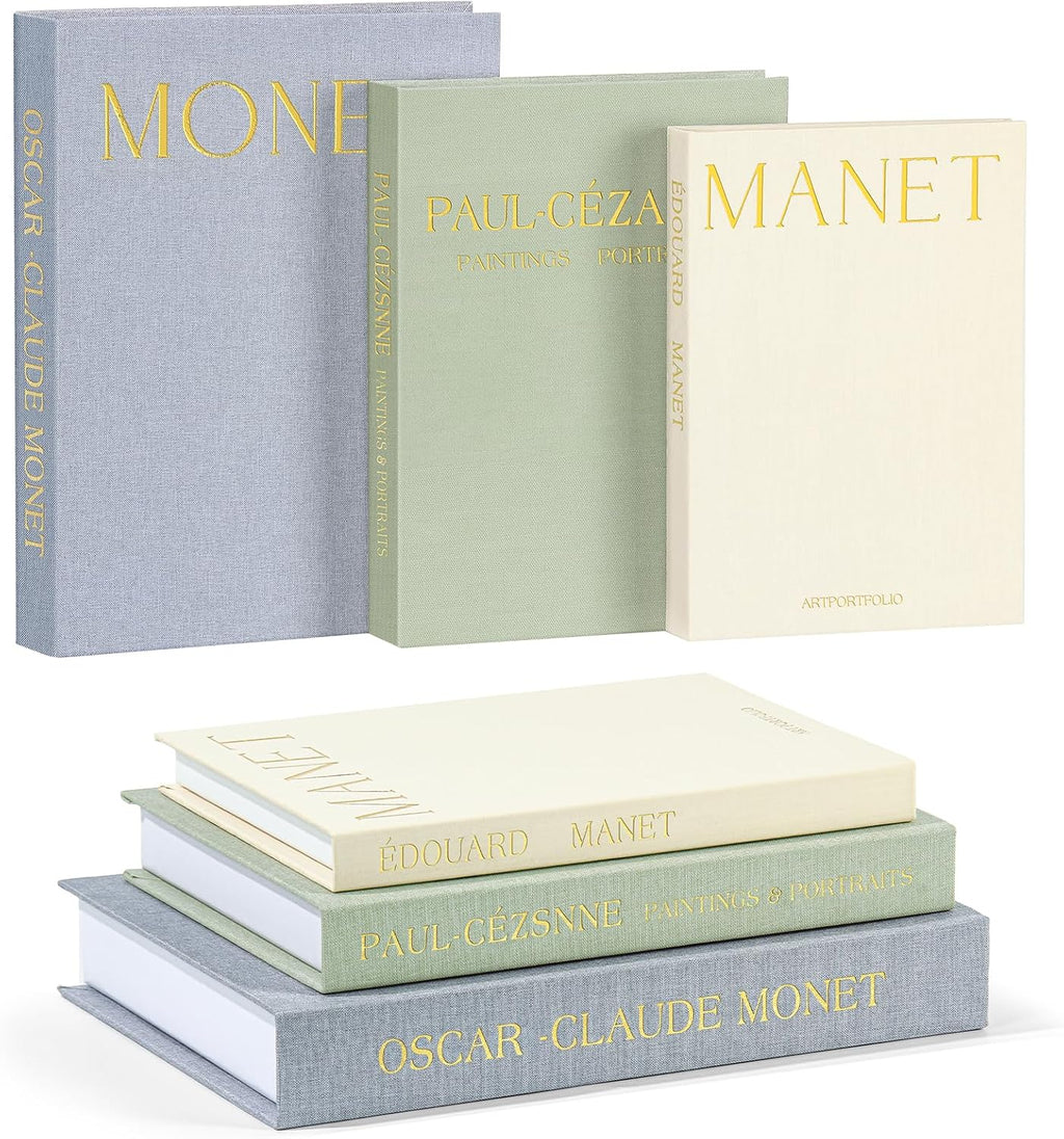Set of 3 Decorative Books for Home Decor, Linen Faux Books for Coffee Table, Bookshelf or Mantel, Aesthetic Fake Book Storage Boxes with Magnetic Snap for Photo Organization & Keepsakes Box