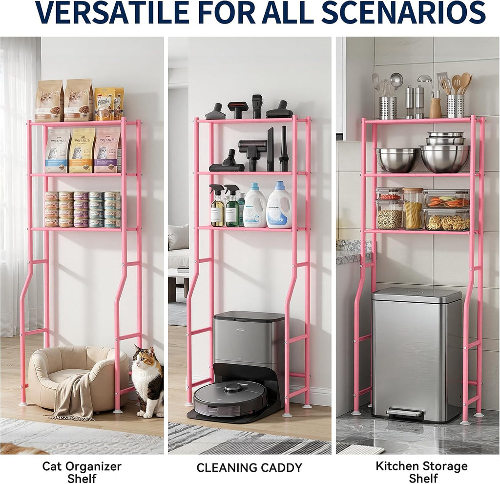 Livilord 3-Tier Over Toilet Storage Rack, Anti-Wobble, Pink