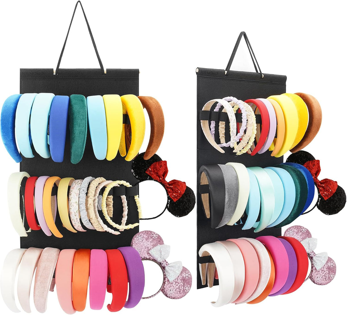 Headband Holder For Girls,Felt Headband Organizer Storage（Black）