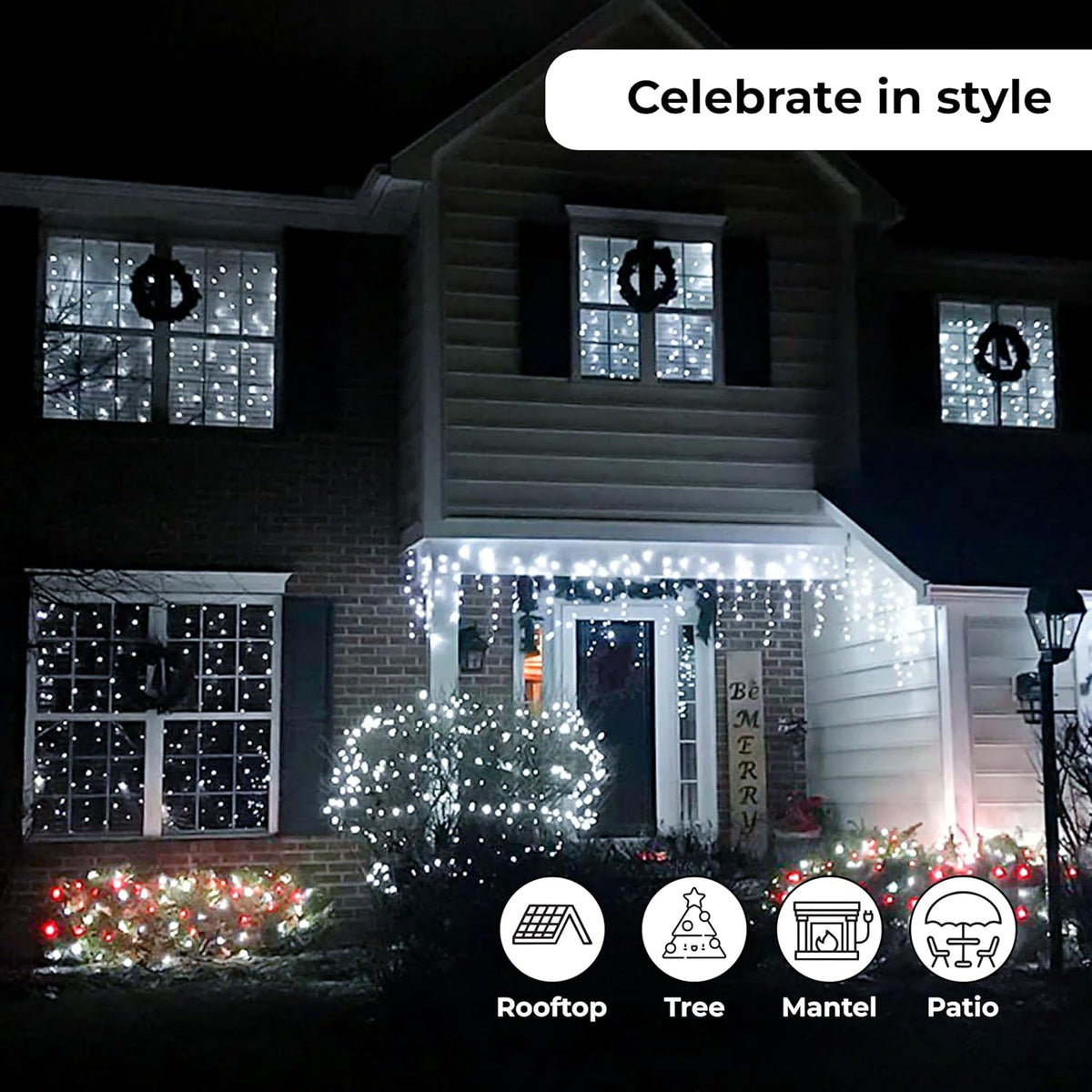 60 LED Mini Christmas Lights Cool White Green Wire String Lighting Indoor Outdoor Xmas Tree Garden Holiday Party Decor UL Certified Indoor & Outdoor String Lights