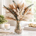Dried Flower Bouquet - Pampas Grass, Bunny Tails, Olive Green Eucalyptus & Preserved Flowers - Boho Chic Home Decor, Rustic Wedding Centerpiece, Farmhouse Style Arrangement (Vase Not Included)