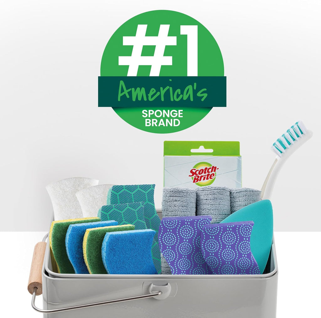 Scotch-Brite Greener Clean Non-Scratch Scrub Sponge, Sponge for Washing Dishes, Cleaning Kitchen, Superior Performance and Made with Sustainable Materials, Dishwasher Safe, 3 Scrub Sponges (Pack of 2)