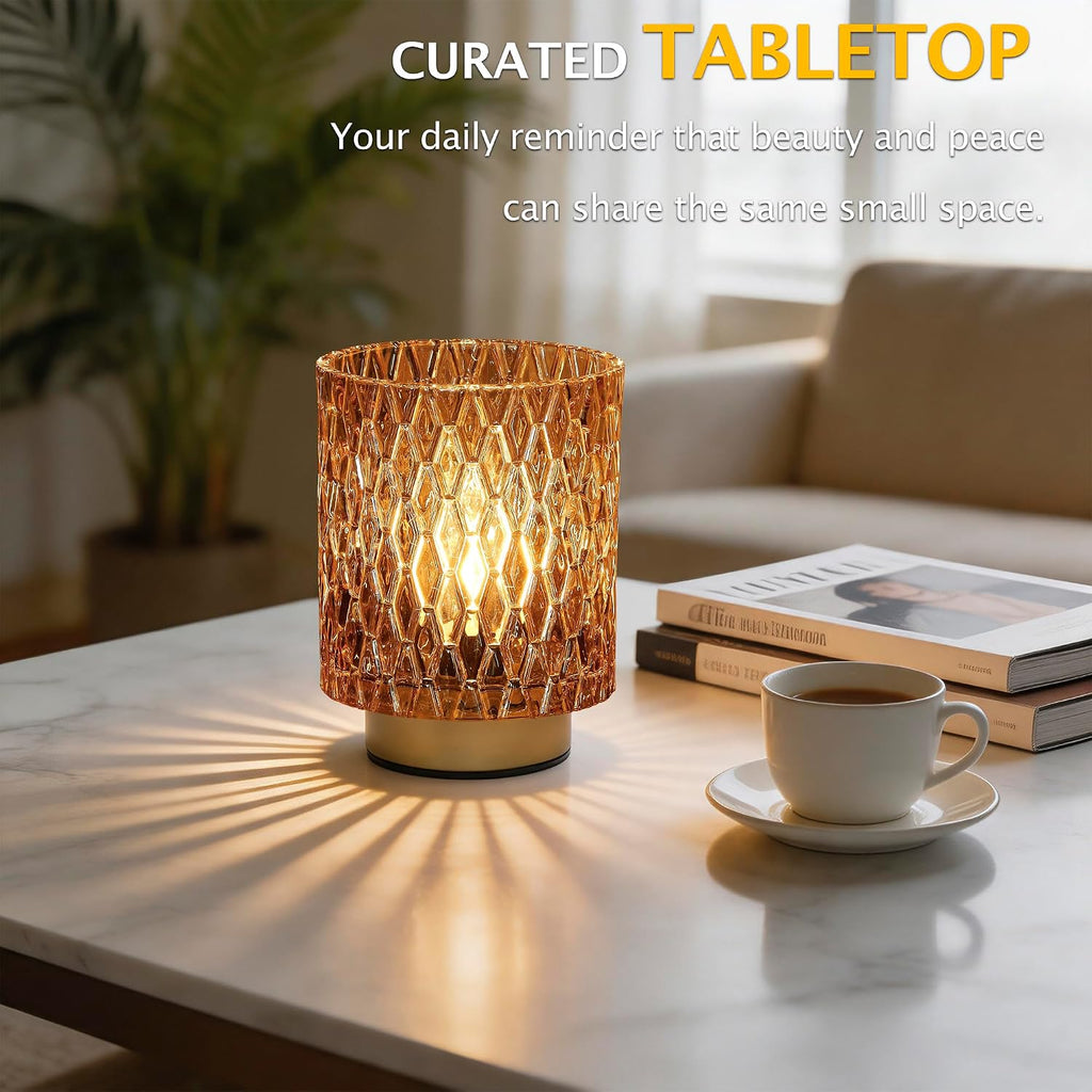 ULAROOM Battery Operated Table Lamp,Cordless Small Accent lamp, Amber