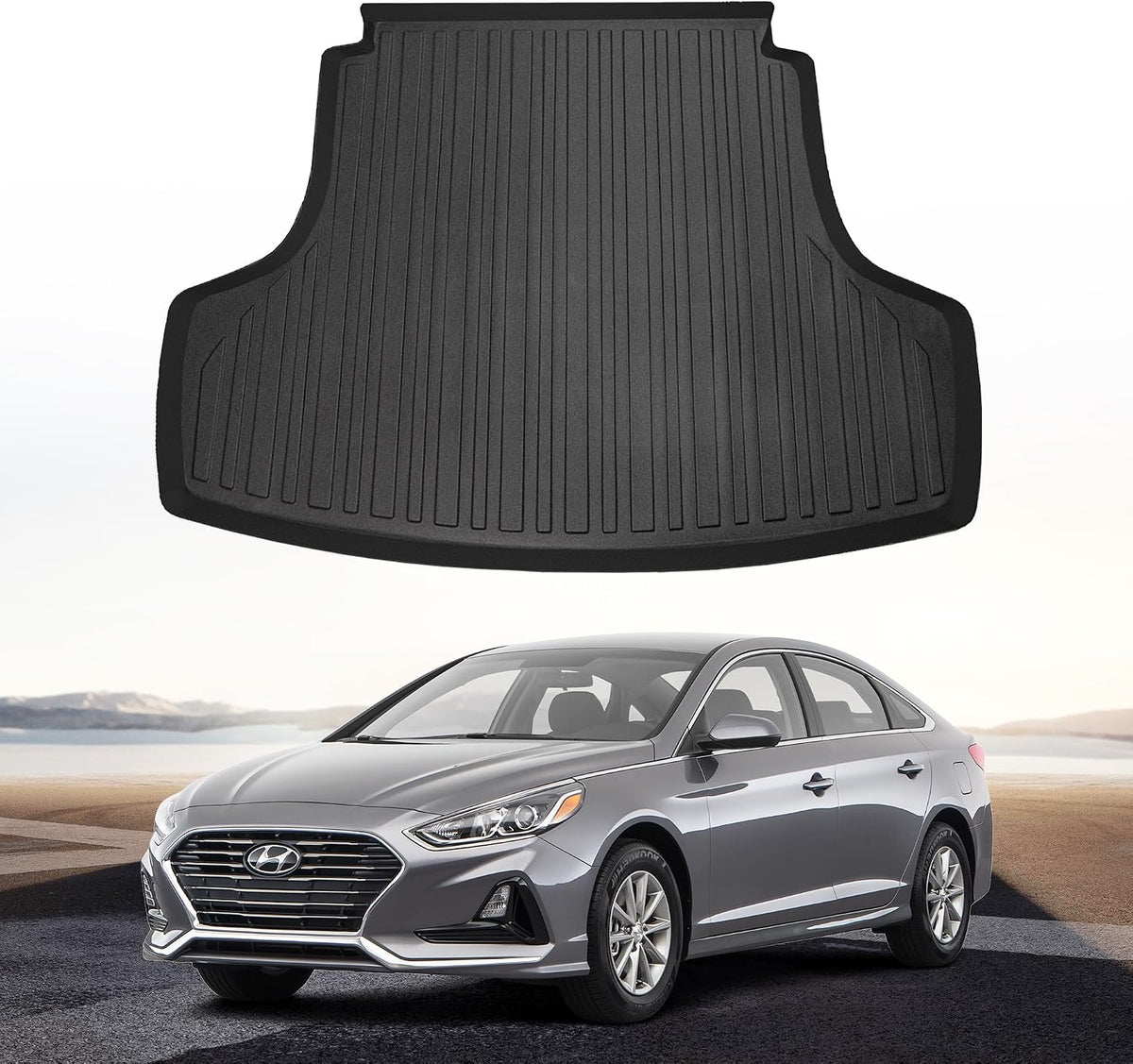 Premium Cargo Liner for Hyundai Sonata 2015-2019 - 100% Protection - Custom Fit Car Trunk Mat - All-Season Black Cargo Mat - 3D Shaped Laser Measured Trunk Liners for Hyundai Sonata 2015-2019.