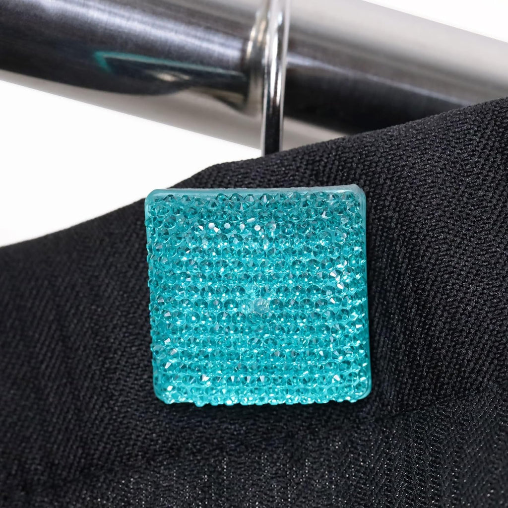 Teal Blue Bling Shower Curtain Hooks: Aqua Christmas Curtain Rings,12Pcs