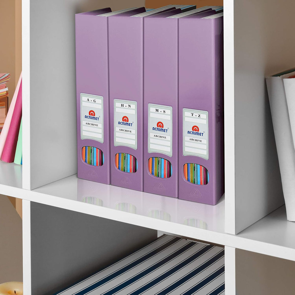 Acrimet Magazine File Holder, Vertical Desk Organizer, Purple, 2 Pack