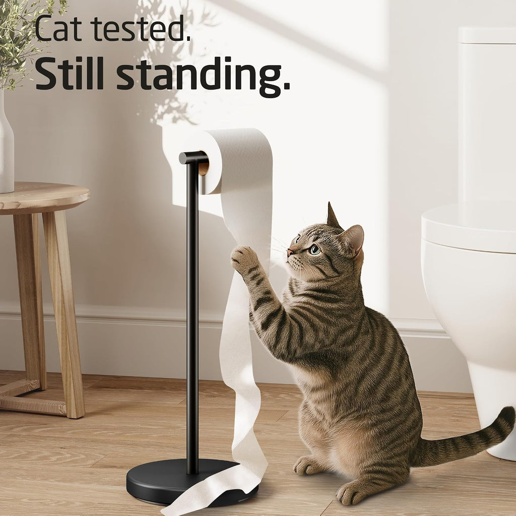 KES Bathroom Toilet Paper Holder Stand Modern Tissue Roll Holder SUS304 Stainless Steel Rustproof Freestanding 20.2" H, Matte Black BPH283S1-BK (Pack of 2)