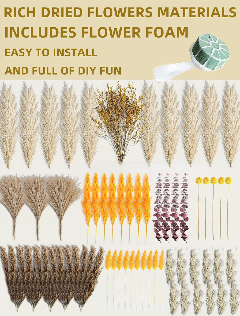 Fluffy Boho Wall Decor - DIY Pampas Grass Kits,Need to Assemble
