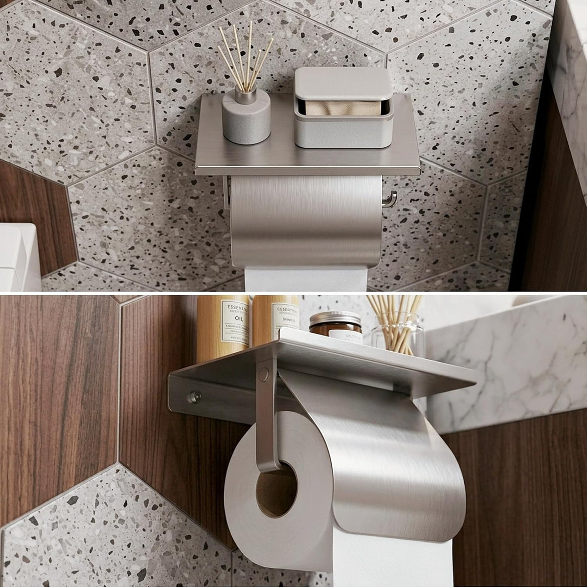 Toilet Paper Holder with Phone Shelf and Waterproof Cover