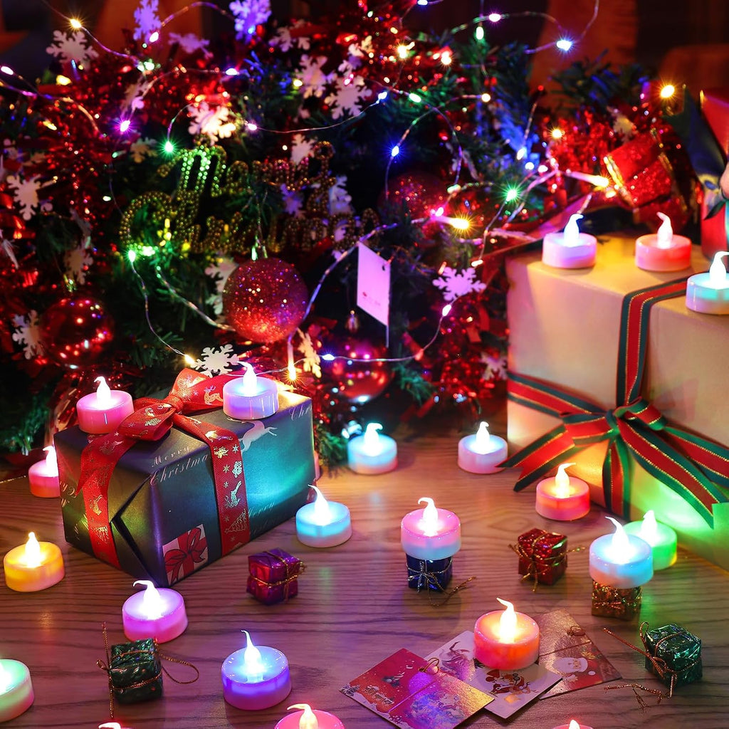 Topstone Color Changing Led Tealight Candles with Remote Control and Timer,Battery Operated Flameless Candle, Votive Candles,Electric Tea Candles for Party,for Indoor Decoration,Pack of 12