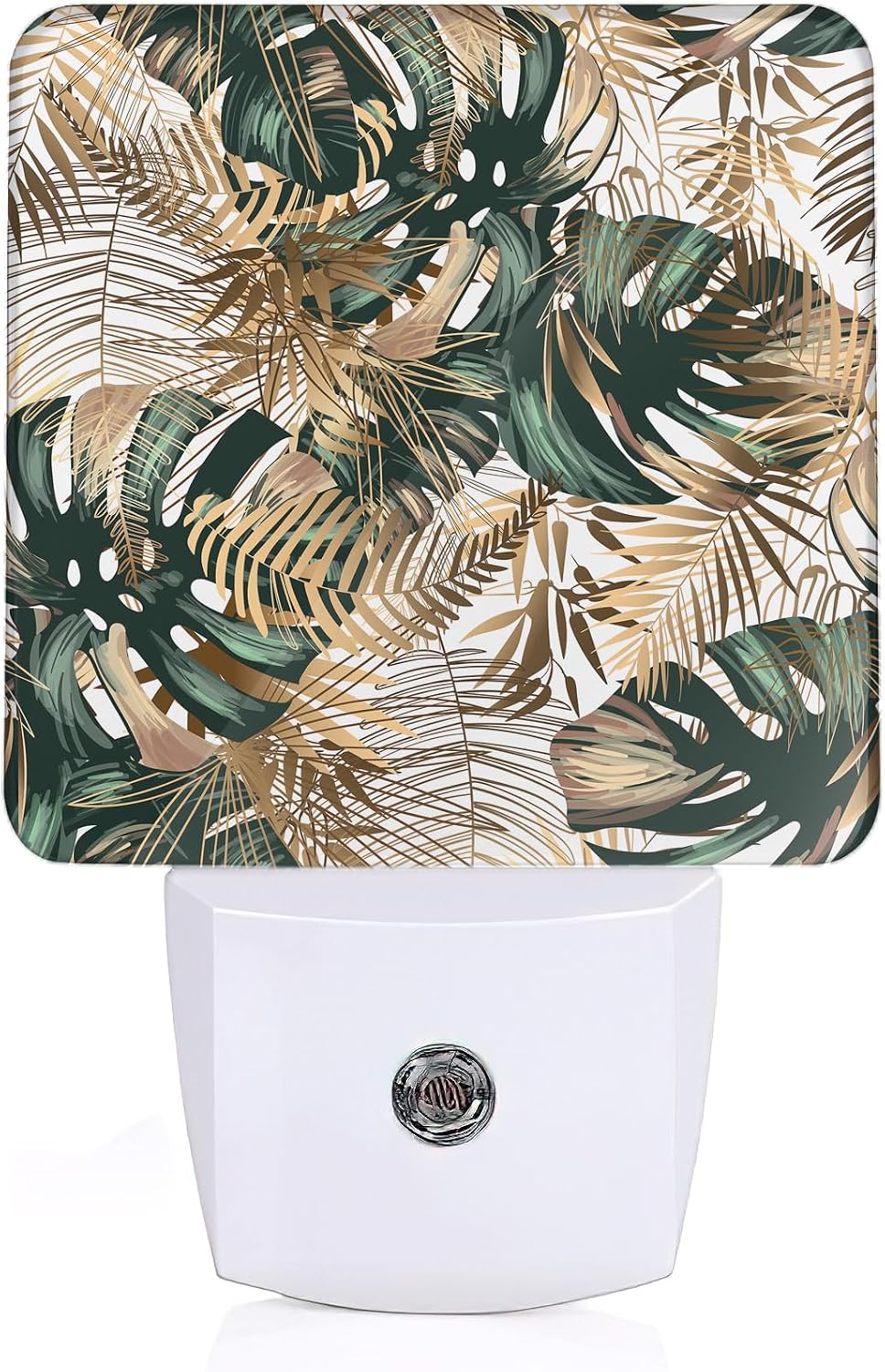 Green Gold Leaf Night Light, Tropical Palm Night Light Plug into Wall with Dusk to Dawn Sensor, LED Lamp Energy Saving Lights for Men Women Boys Girls,Lamp for Bedroom Bathroom Hallway