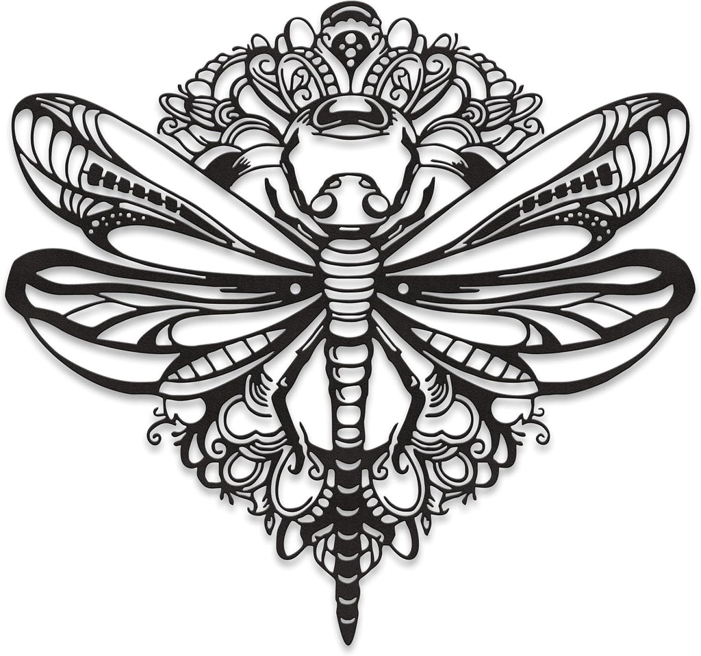 Rajukit Floral Dragonfly Metal Wall Art for Patio Garden