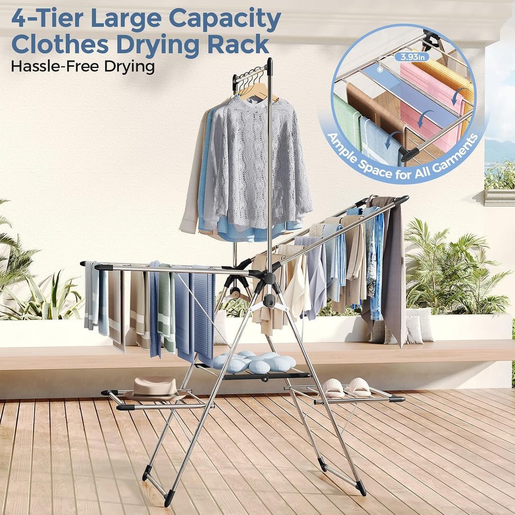 APEXCHASER Large Capacity Clothes Drying Rack, Foldable Laundry Drying Rack