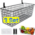 Joben Oligey 3 Set [Extra Large] Hanging Wall Baskets ,Wire Basket For Storage Pantry, Farmhouse Food Storage Kitchen Pantry Laundry Closet Garage RV ,Black