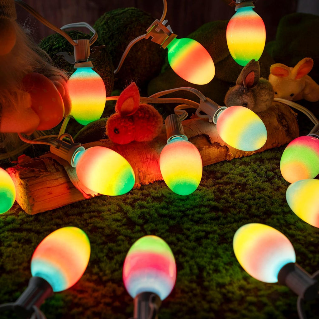 Enhon 1 Pack Easter Egg String Lights, 10.5FT Multi-Color Pastel LED Egg Lights, End-to-End Connectable String Light for Indoor & Outdoor Easter Party, Fireplace, Mantel, Entrance Decor