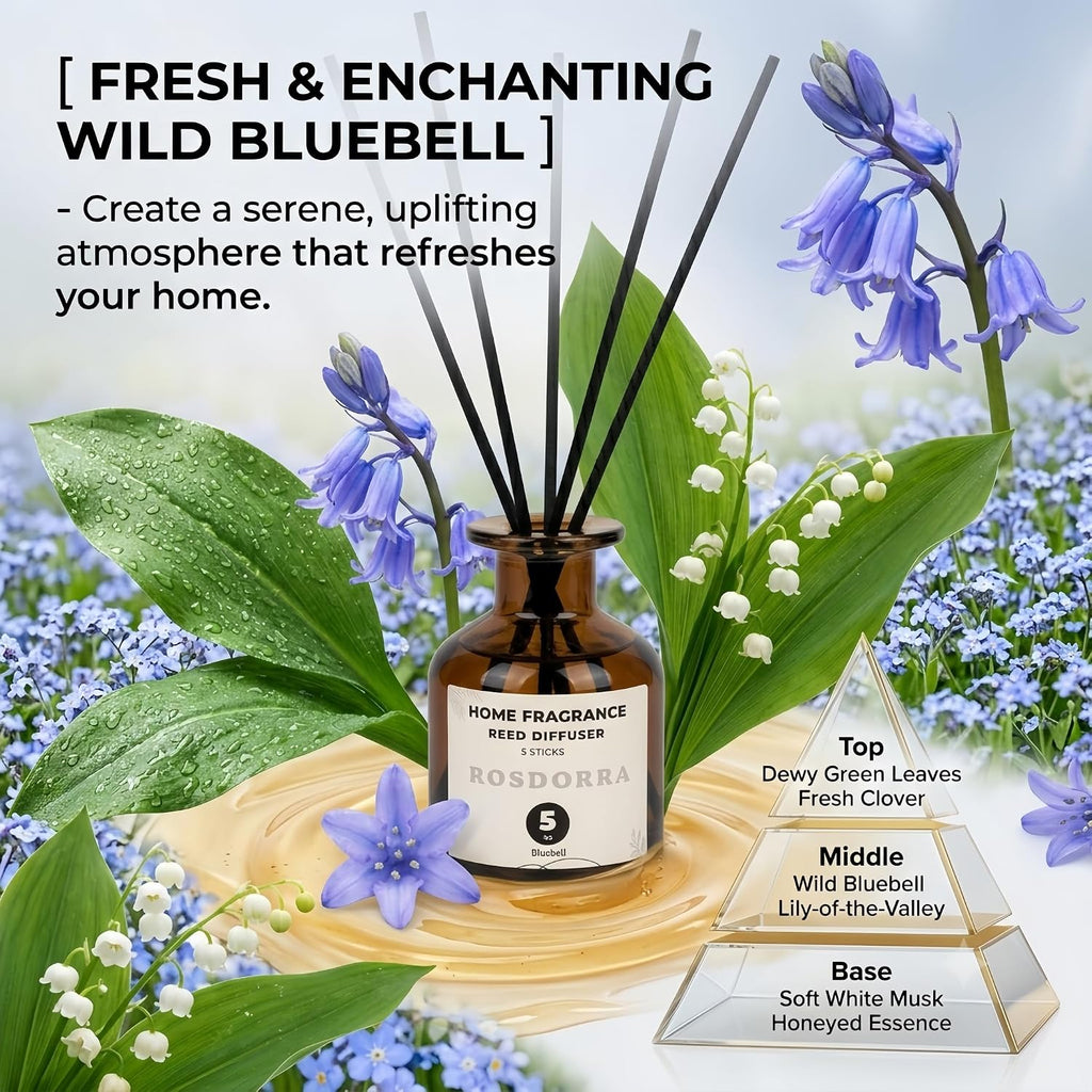 Reed Diffuser for Bathroom 5oz, Bluebell Floral Scent
