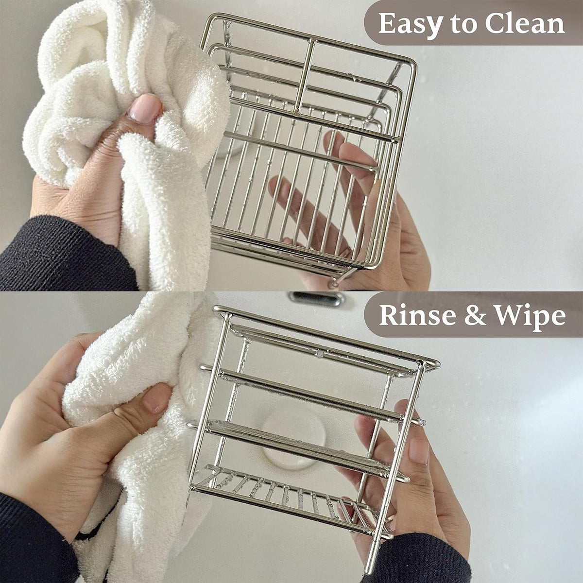 Stainless Steel Electric Toothbrush & Head & Toothpaste Holder for Bathroom