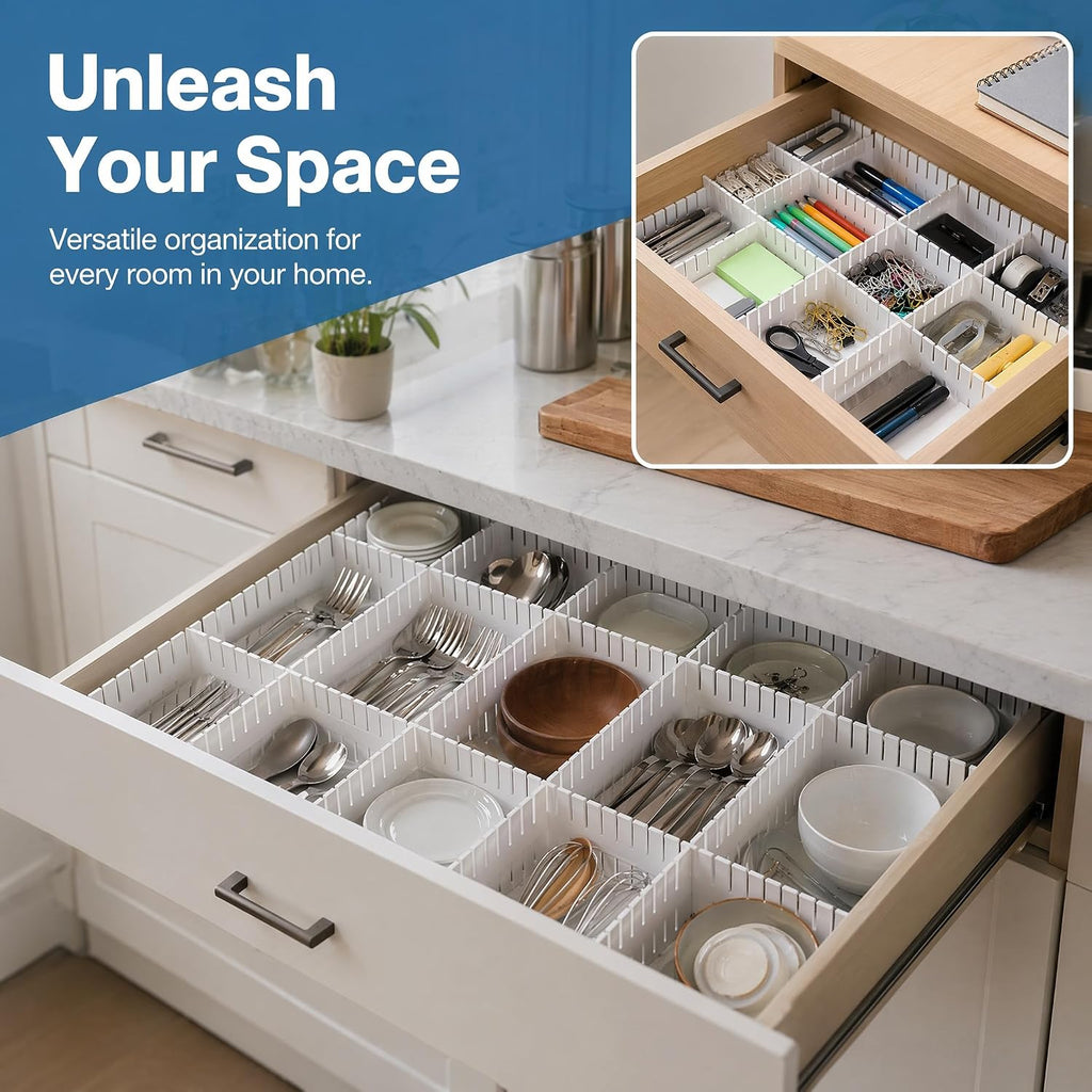 Adjustable Drawer Dividers, DIY Cut-to-Fit Organizers - Pink, 24 Pack