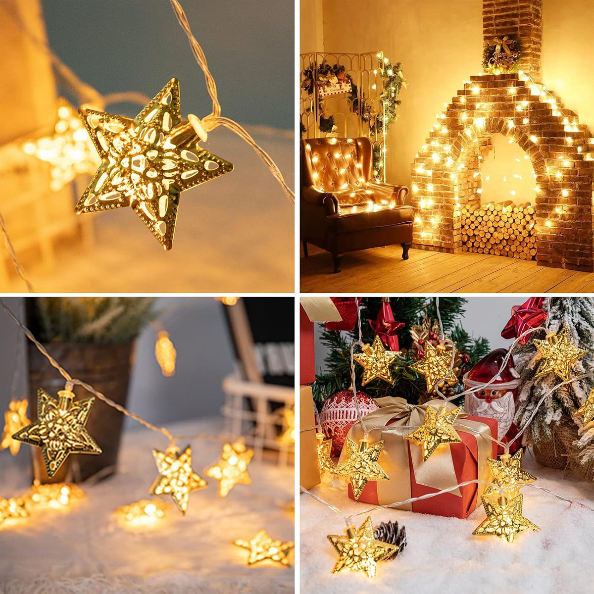 Vigdur Star String Lights, 10FT Battery Operated Christmas Fairy Lights