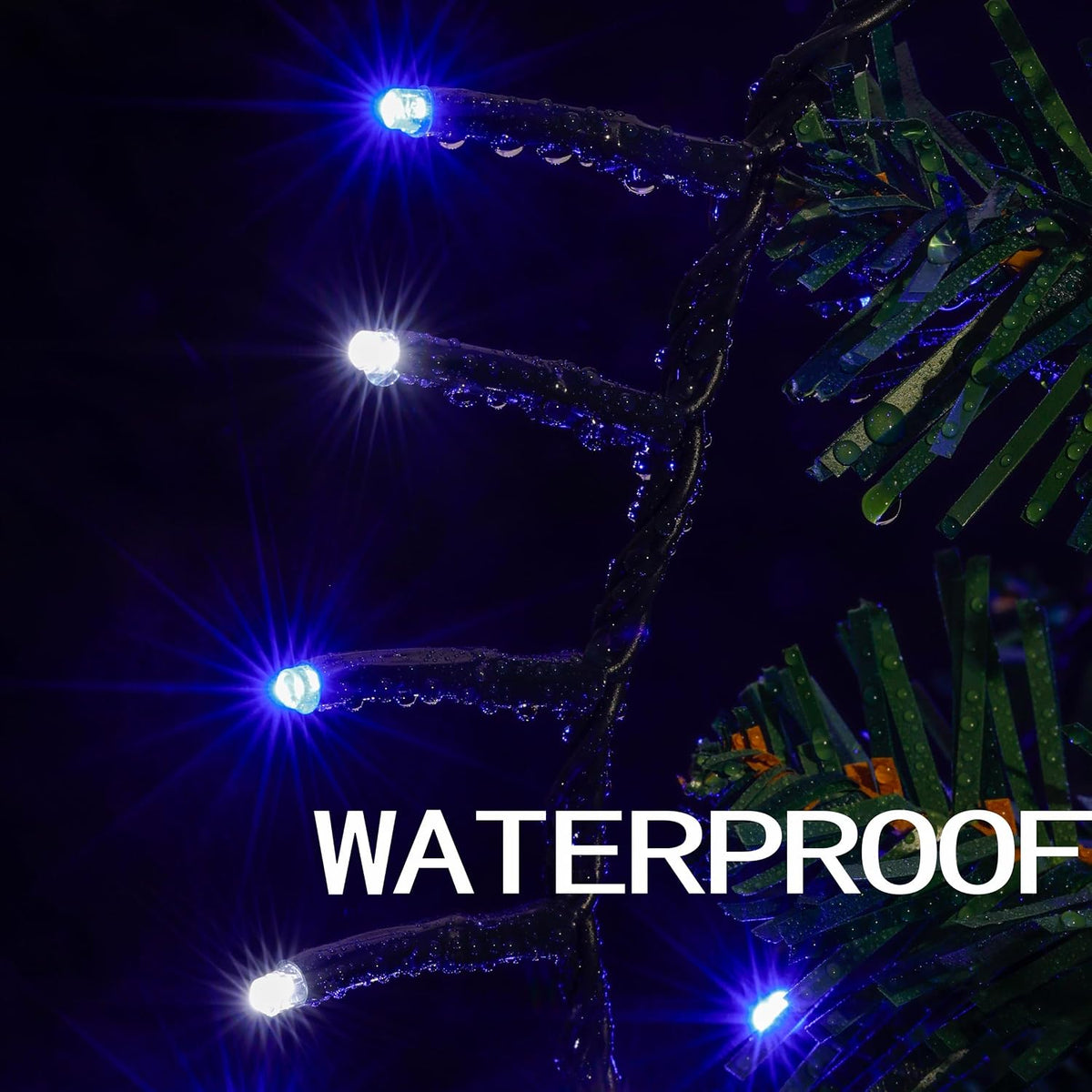 AWQ 500 LED 49FT Christmas Cluster Lights IP44 String Light Blue and White
