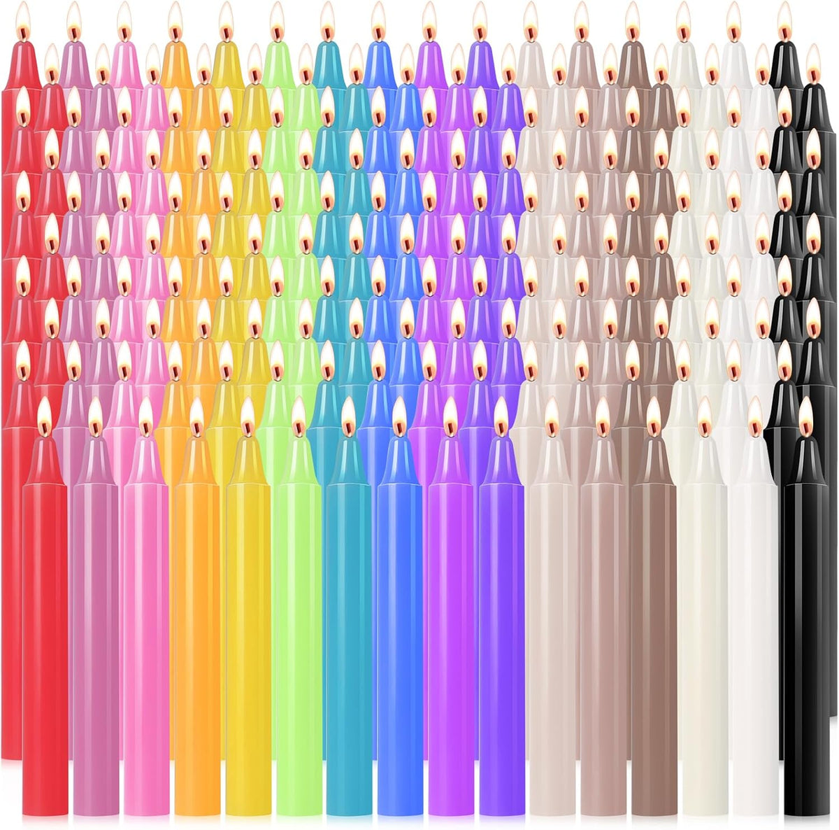 CHANGTIKEJI 160 Pack Spell Chime Candles 4 Inch Multi-Colored Taper Candles Sticks for Home Decor Kitchen Decor Wedding Decoration-16 Colors