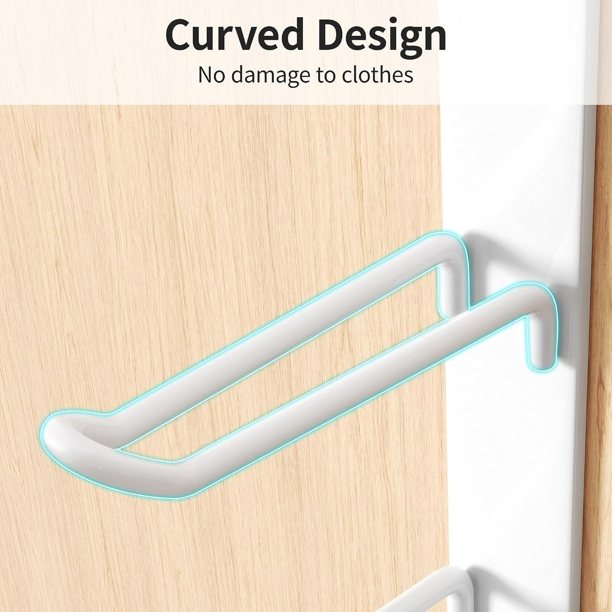 niffgaff 8 Hook Over The Door Hooks, Vertical Over The Door Towel Hook, Over Door Hook, Over The Door Hanger, for Towel and Clothes Hangers, White, 2 Pack,12.28“,for 1.7'' Door
