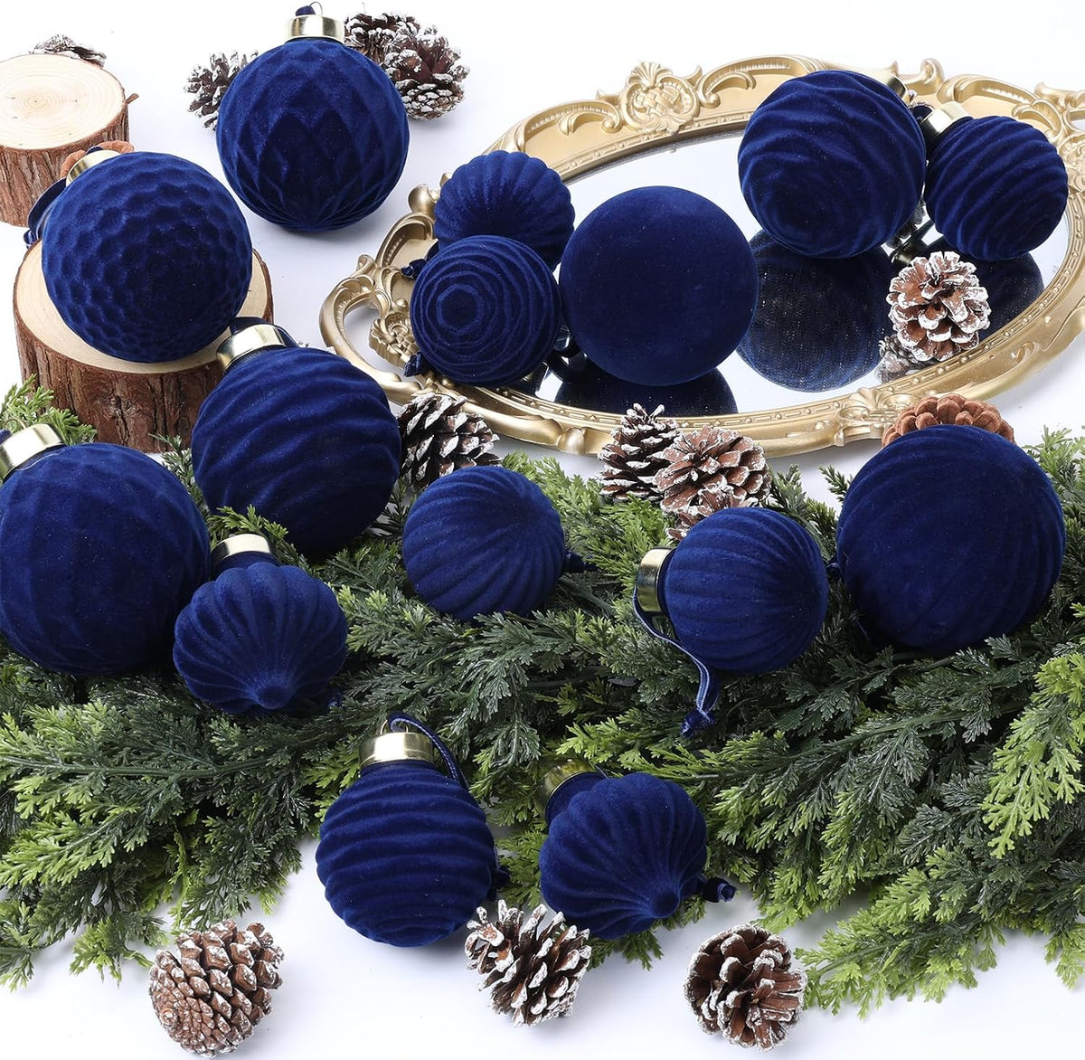 ZenNex Christmas Ornament,Velvet Christmas Ball,25Pack,Xmas Decor Navy Blue