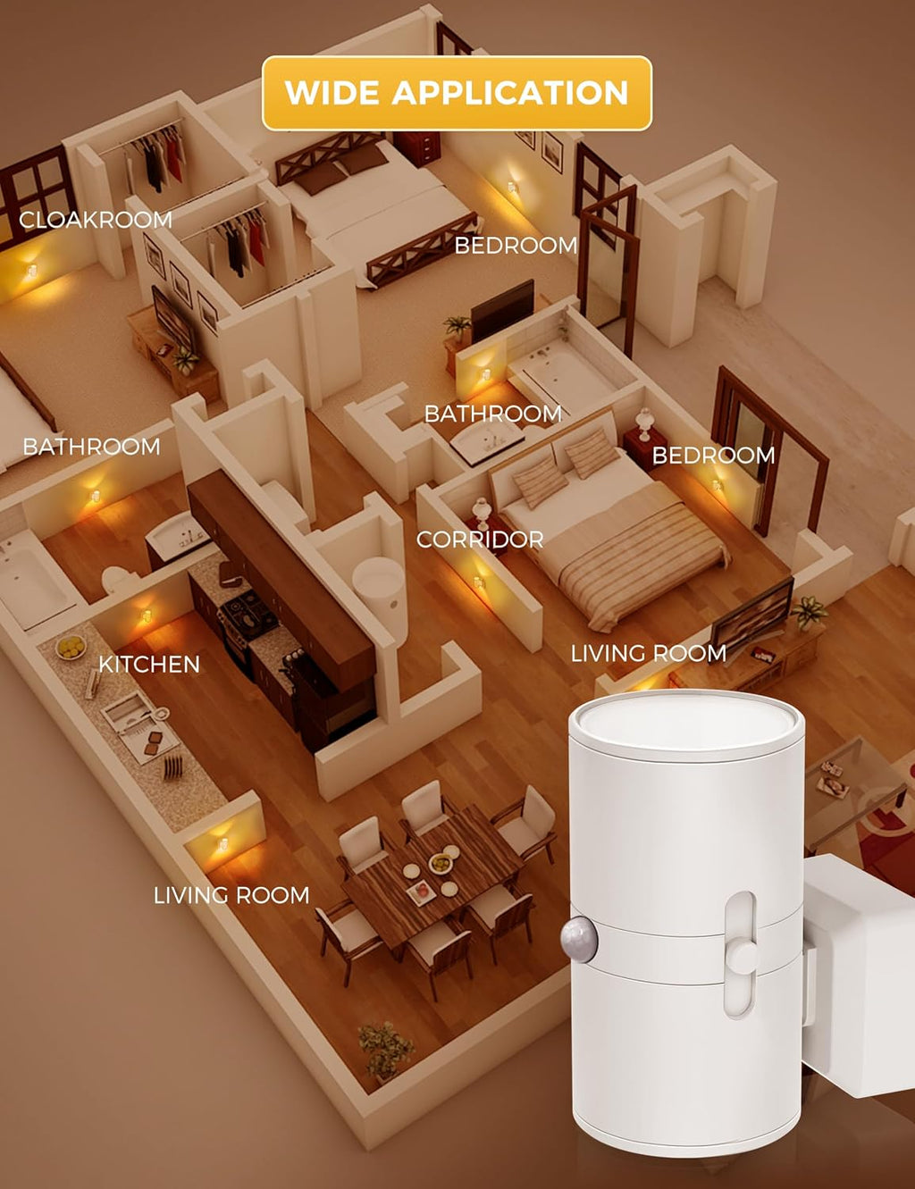 L LOHAS LED Motion Sensor Nightlight, Amber Night Light, Dimmable 0-100LM