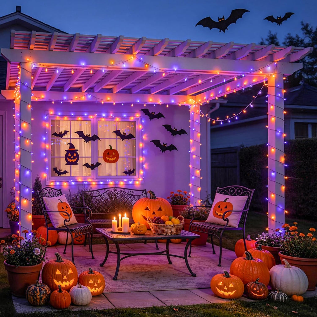JMEXSUSS 33FT 100 LED Orange and Purple Halloween Lights
