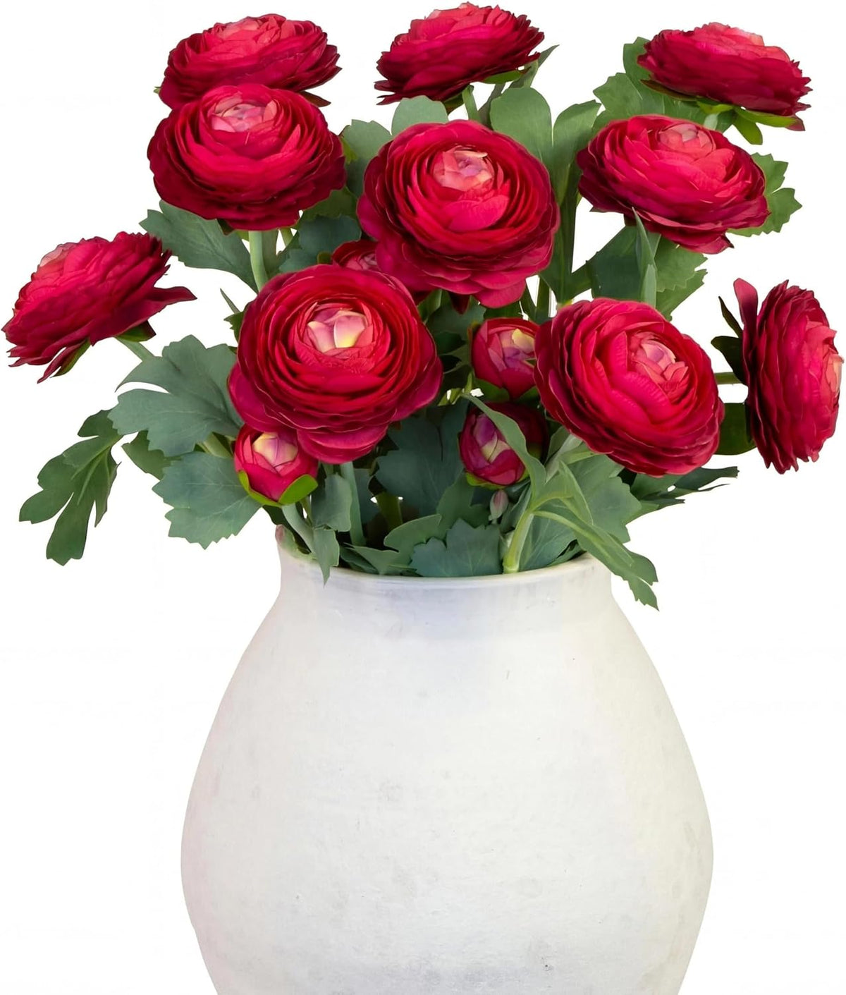 Artificial Ranunculus Flowers with Real Touch Stem, Silk Ranunculus Flowers(10 Pack) (Red)