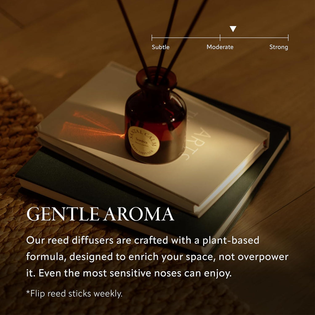 Soréva Hotel-Grade Reed Diffuser, Sandalwood Cedar Musk Scent, 4.39 fl oz