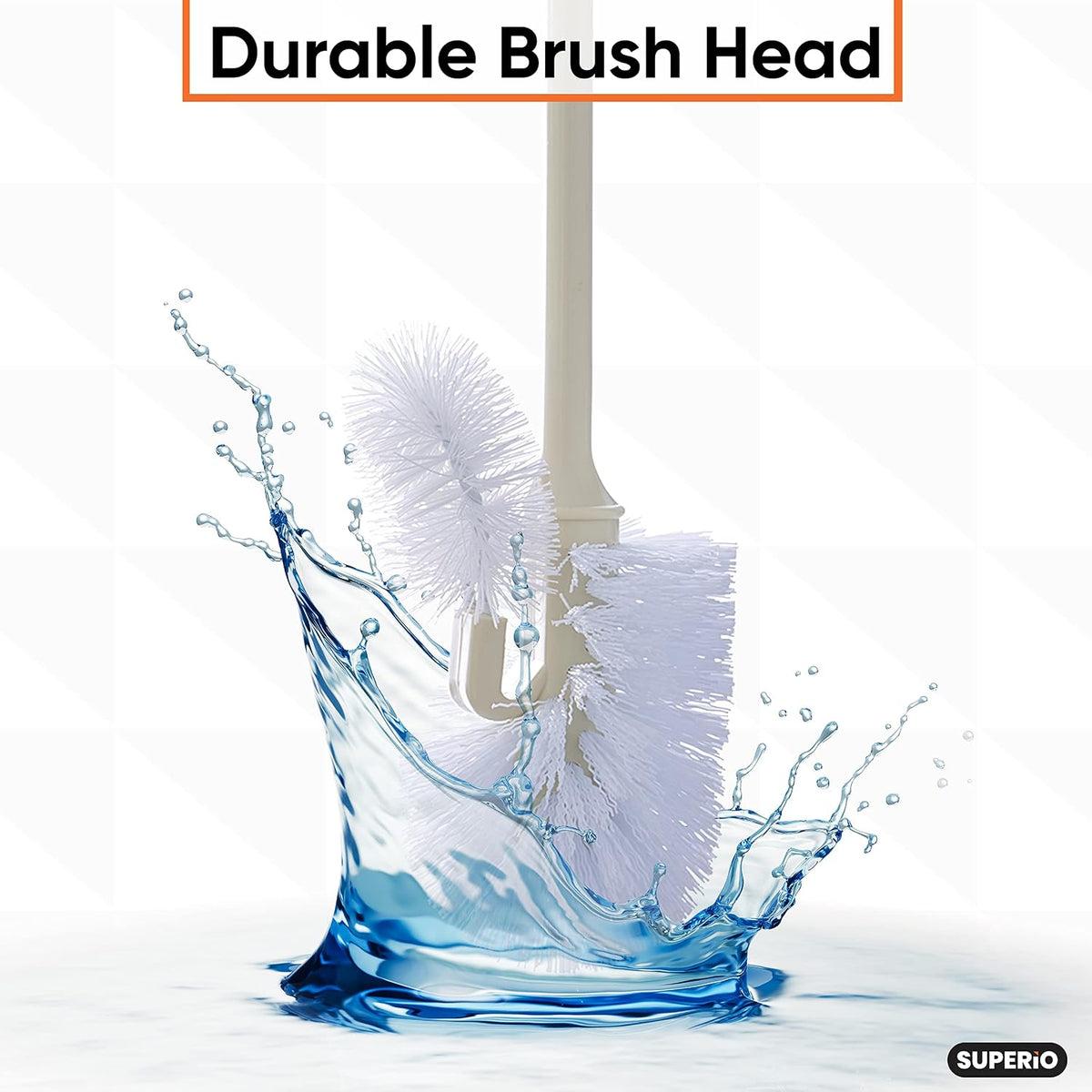 Superio Toilet Bowl Brush and Holder with Under Rim Cleaner for Bathroom, Toilet Brush and Caddy with Non Scratch Bristles and Under Rim Lip Brush, Beige (2 Pack)